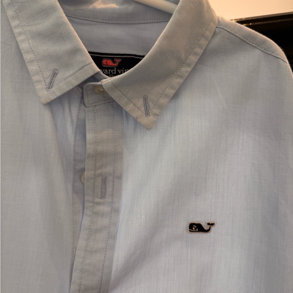 Vineyard Vines Boys Blue Oxford Whale Shirt Size 7 Classic Long Sleeve